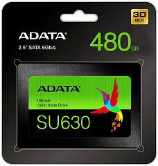 Твердотельный накопитель ADATA SSD Ultimate SU630, 480GB, 2.5 7mm, SATA3, 3D QLC, R/W 520/450MB/s, IOPs 40 000/65 000, TBW 100, DWPD 0.2
